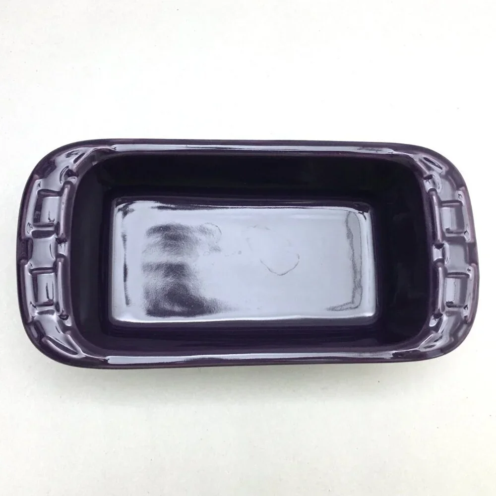 Longaberger Pottery Eggplant Purple Mini Loaf Dish Woven Traditions Bakeware